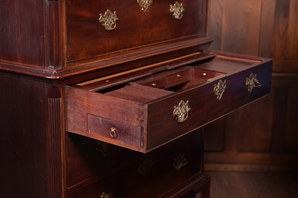 Superb Georgian Mahogany chest on chest with secret compartments  View XXIII