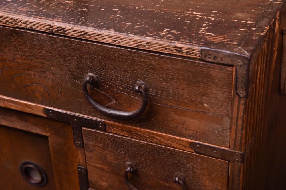 19th Century Japanese Elmwood merchants chest  View II