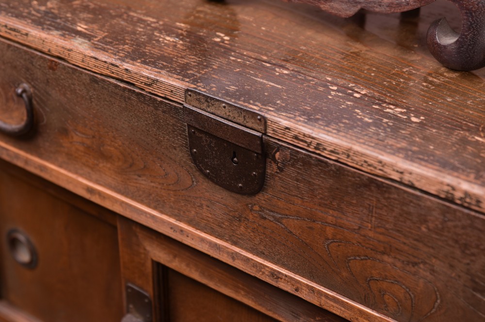 19th Century Japanese Elmwood merchants chest  View IV