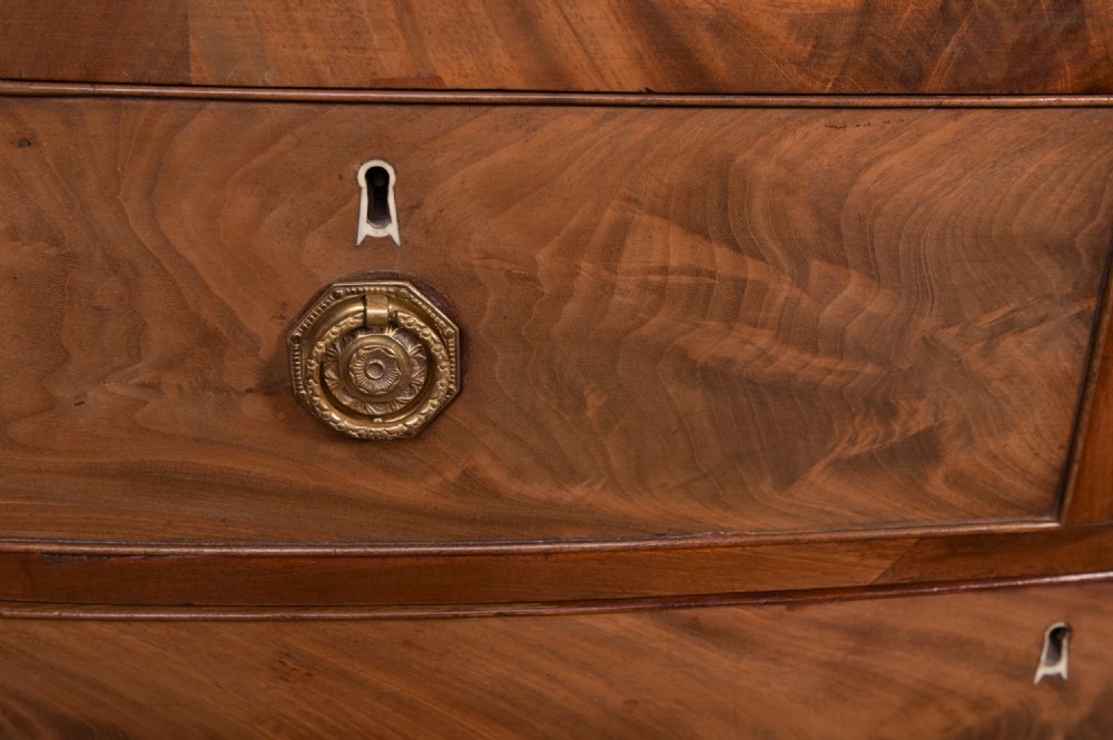19th Century Flame Mahogany bow front chest or drawers  View VIII