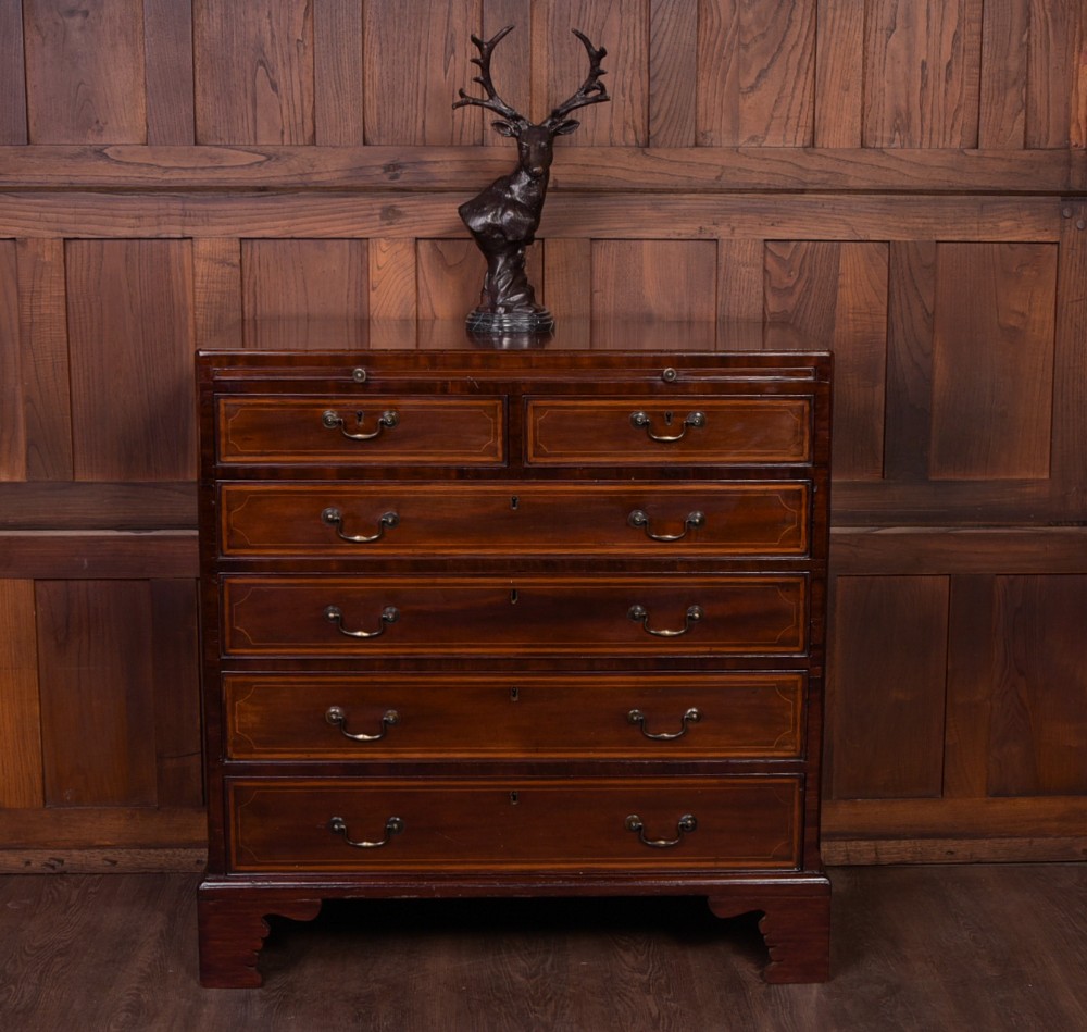 Georgian 2 over 4 inlaid Mahogany Chest Of Drawers 