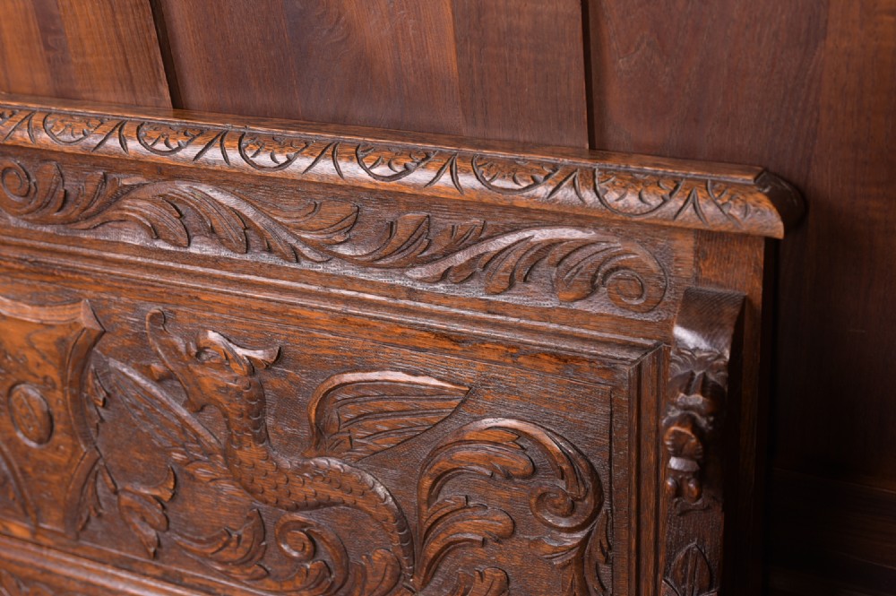 Victorian Carved Oak Hall Bench  View XI