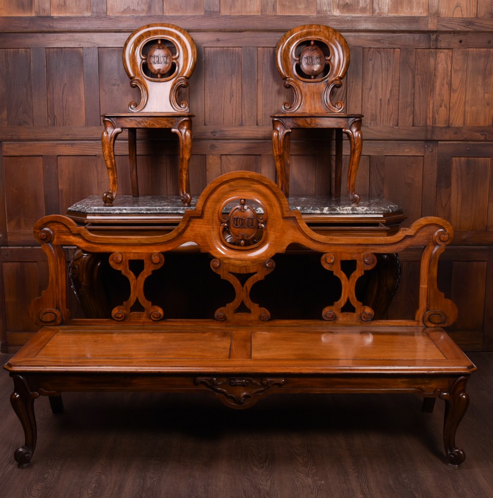 19th Century Country house Carved Walnut Hall Suite