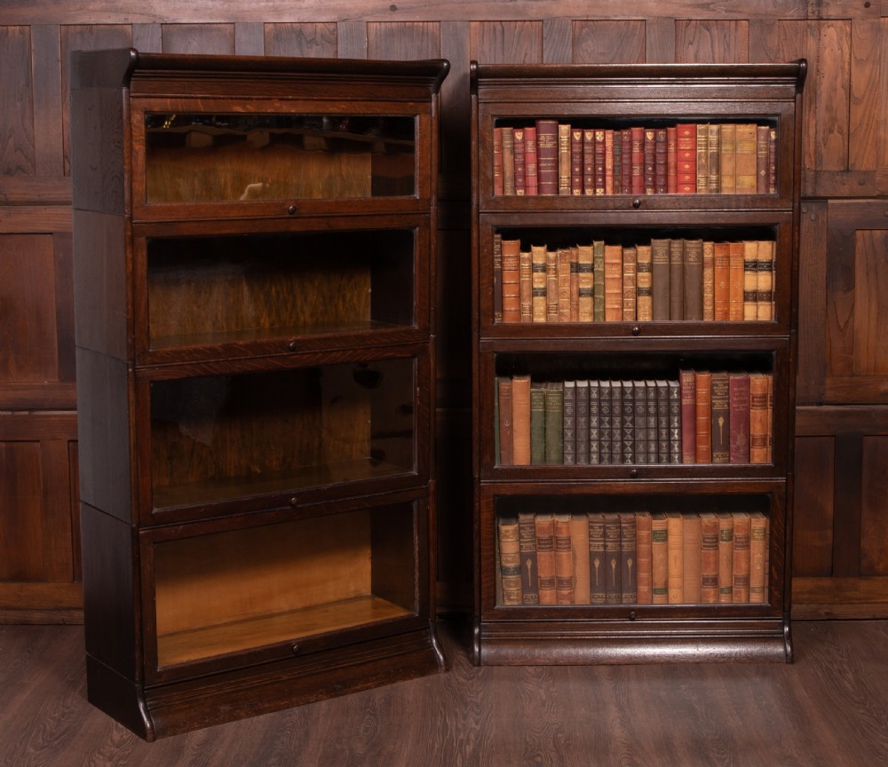 Matched Pair of Oak Barristers stacking bookcases