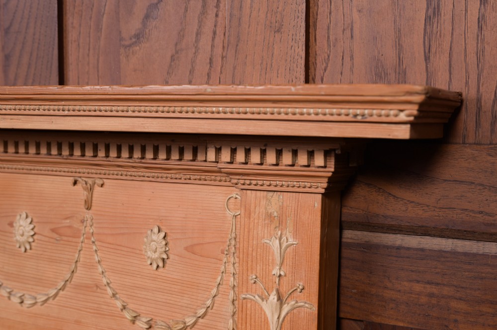 19th Century Adam Style stripped pine fireplace  View V