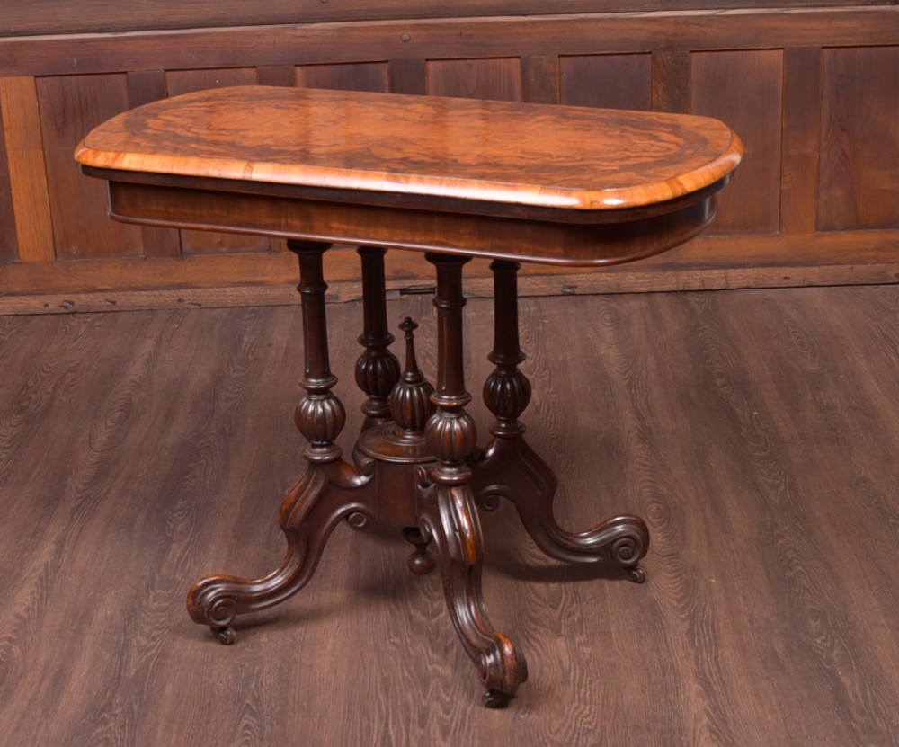 Fantastic Victorian Burr Walnut Card Table 