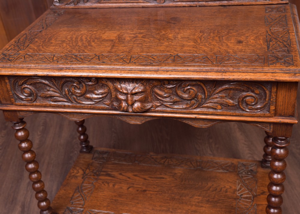 Carved oak green man Hall table View III