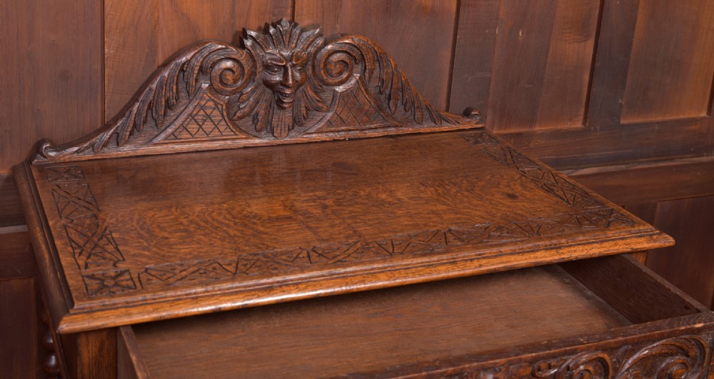 Carved oak green man Hall table View VIII