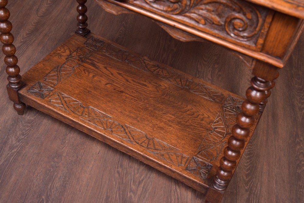 Carved oak green man Hall table View XIV