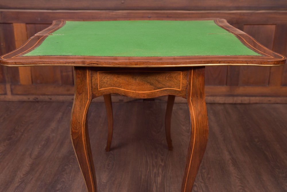 Quality 19th century Marquetry inlaid Rosewood Card Table  View XII