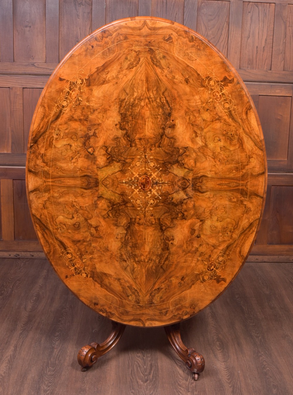 Fabulous Victorian Inlaid Burr Walnut snap top loo table 
