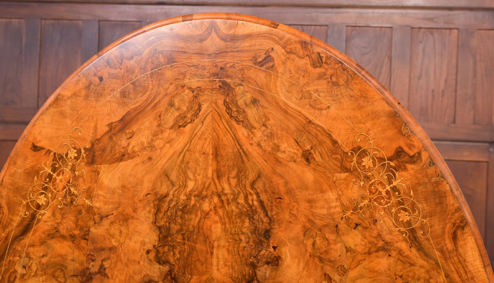 Fabulous Victorian Inlaid Burr Walnut snap top loo table  View X