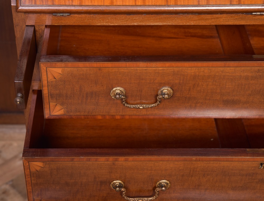 Handsome Edwardian inlaid Mahogany Bureau Bookcase View XIV