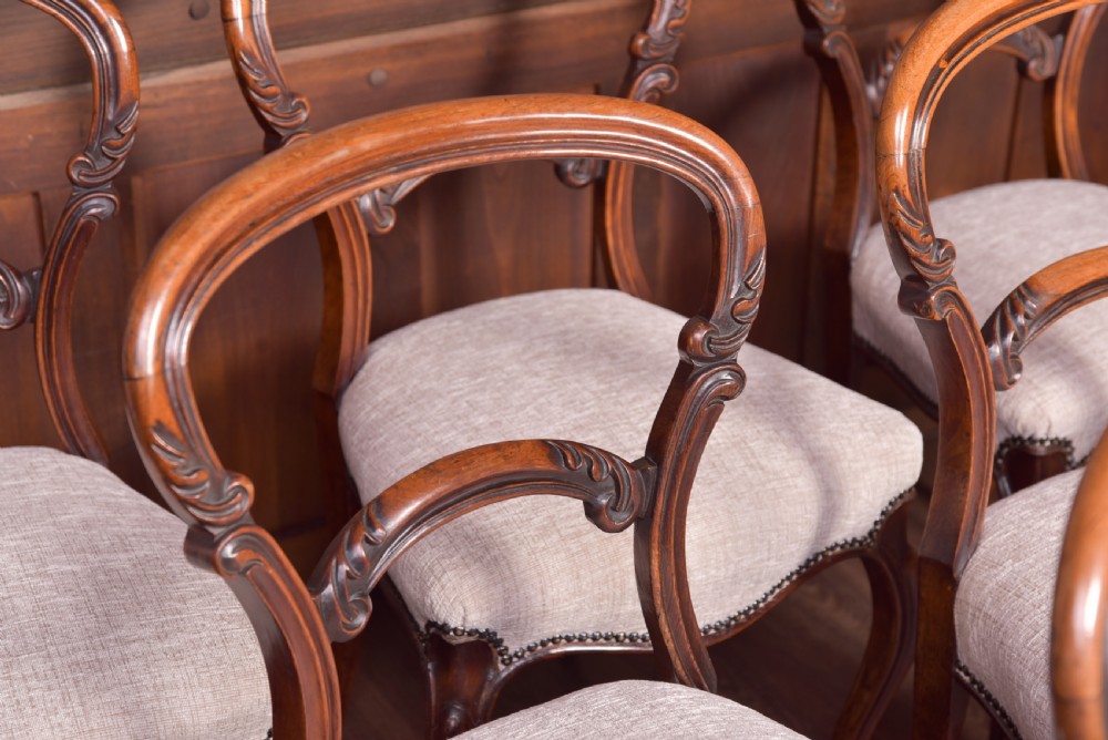Elegant set of 6 Victorian rosewood chairs View IV