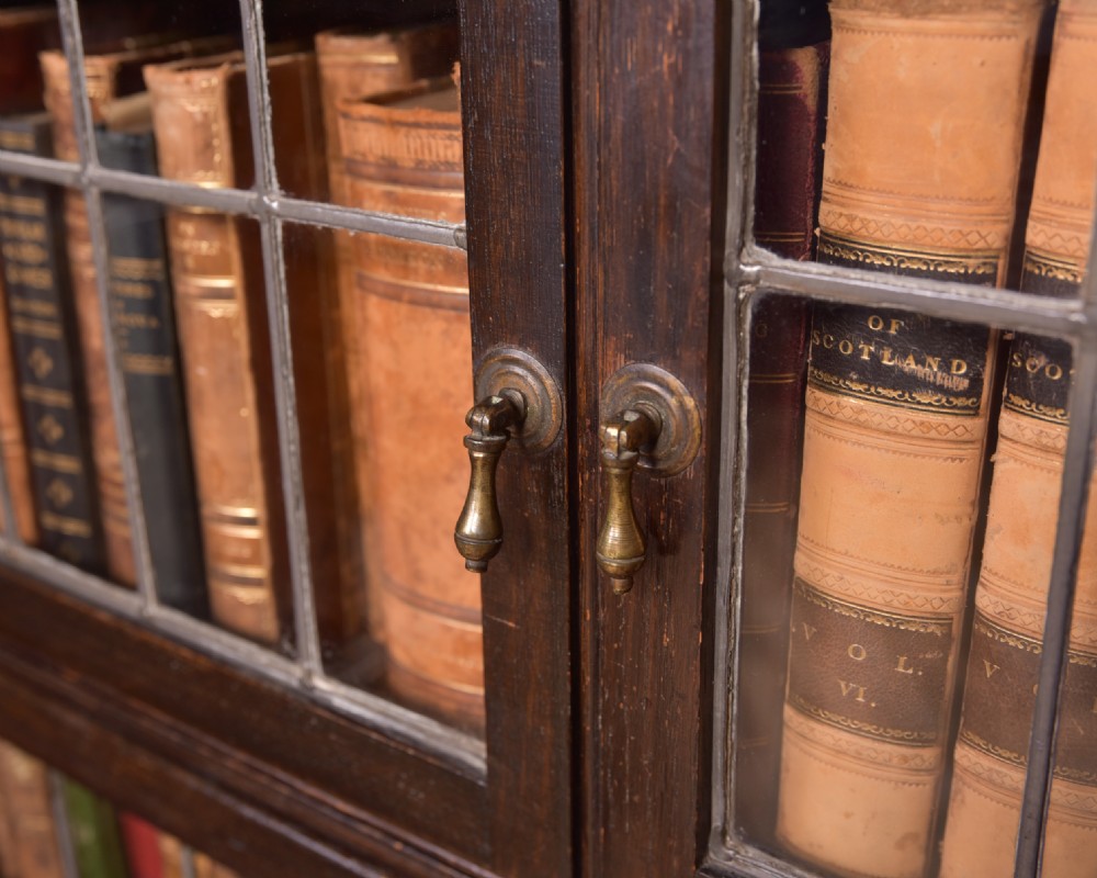 Matching Pair of Edwardian Oak Sectional Bookcases View XV