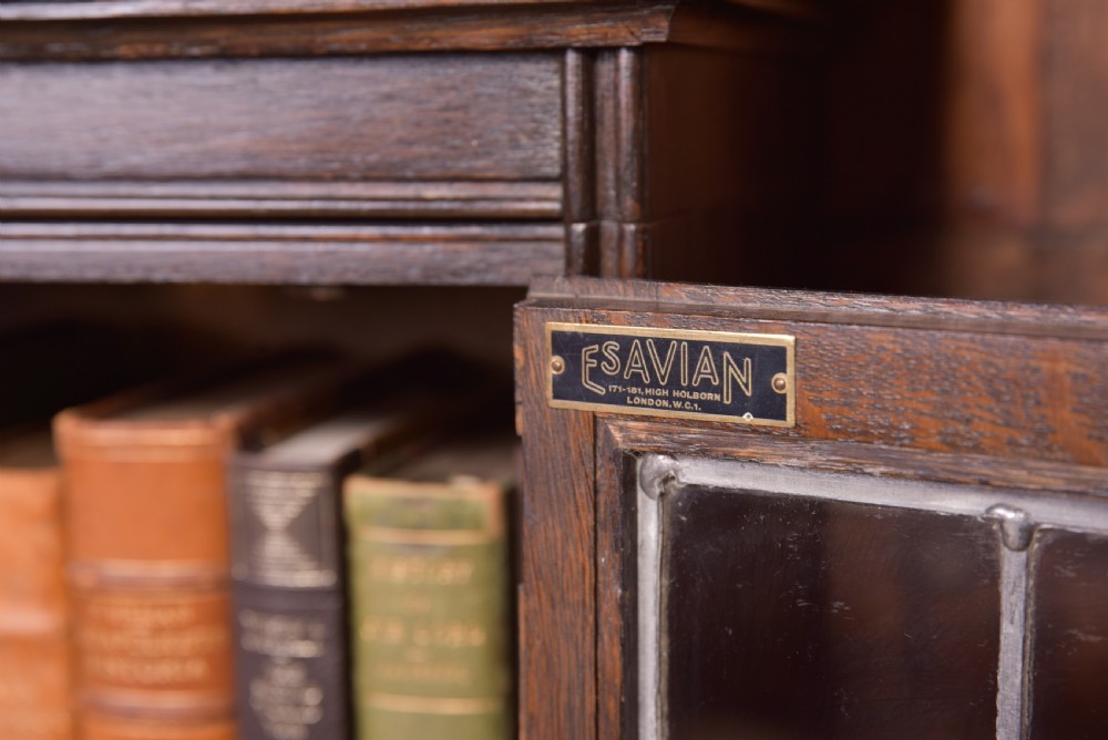 Matching Pair of Edwardian Oak Sectional Bookcases View XVIII