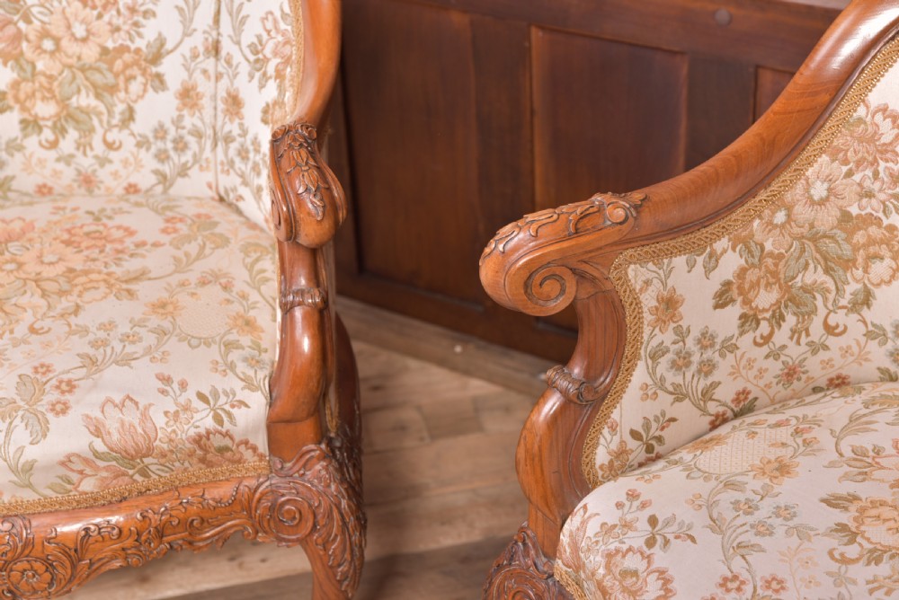 Superb pair of carved Walnut tub chairs View IX