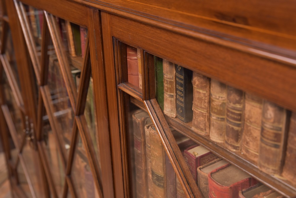 Quality 3 Door Edwardian inlaid Mahogany Bookcase  View XV