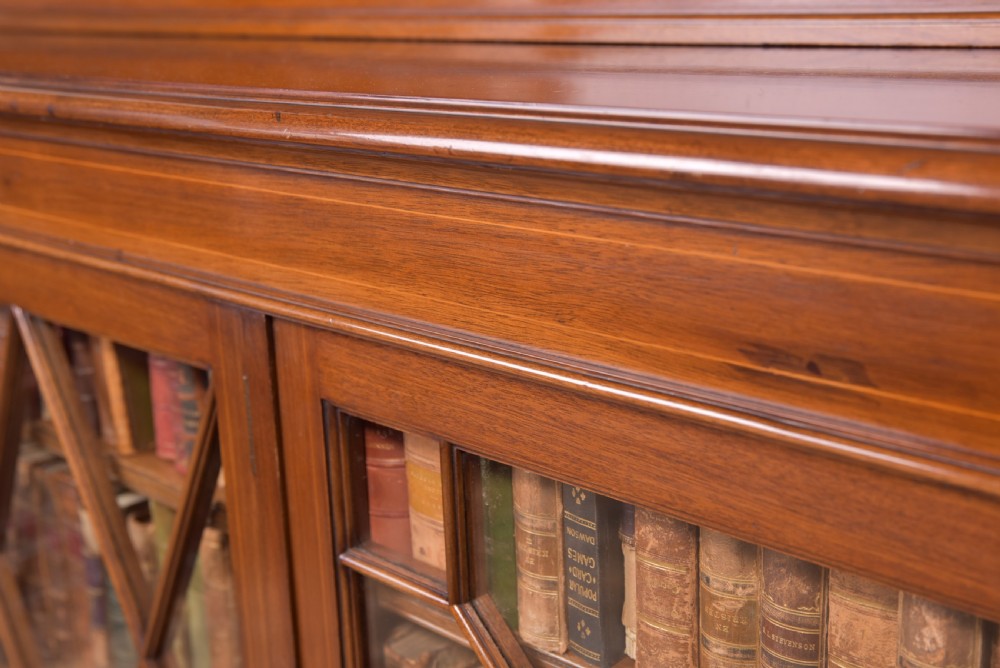Quality 3 Door Edwardian inlaid Mahogany Bookcase  View XIX