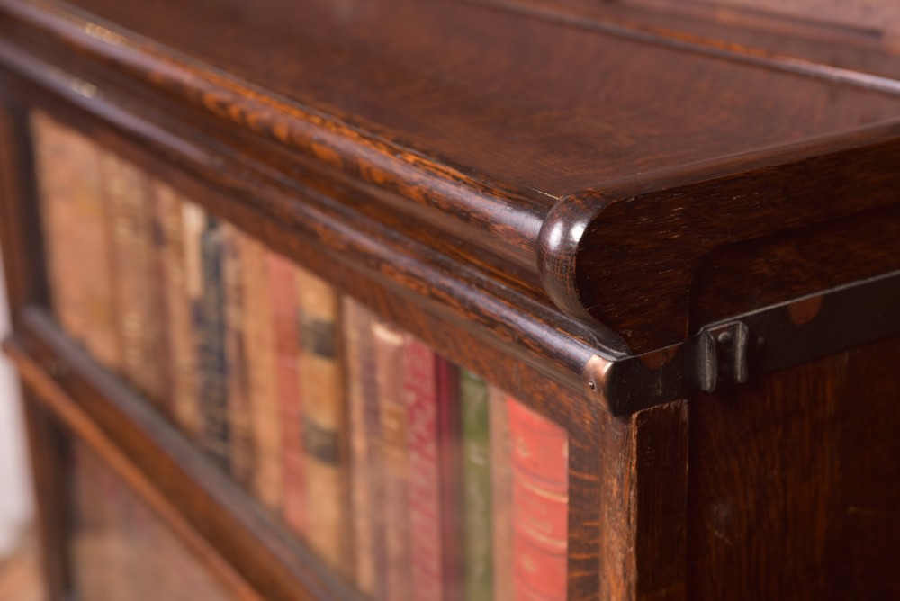 Neat 3 sectioned globe Wernicke Oak  Bookcase  View V