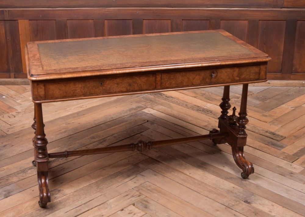 Super Victorian burr walnut library writing table
