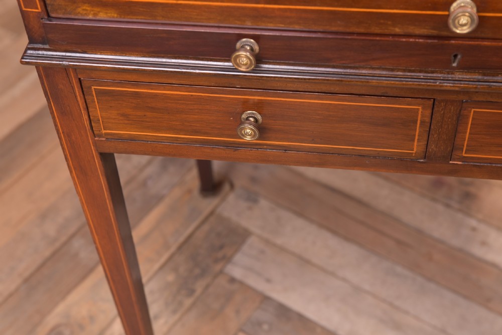 Neat Edwardian Inlaid Mahogany Cylinder writing desk View V