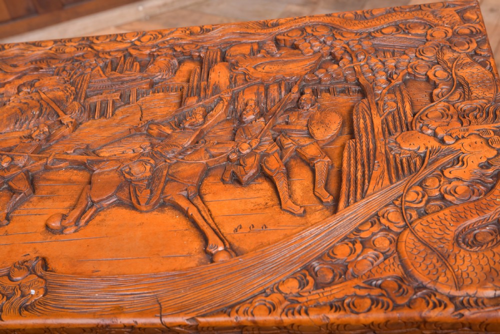 Superb Carved Chinese Camphor wood Blanket box View III