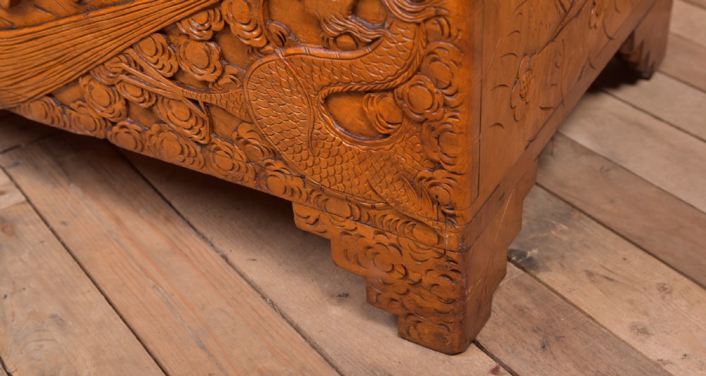 Superb Carved Chinese Camphor wood Blanket box View V