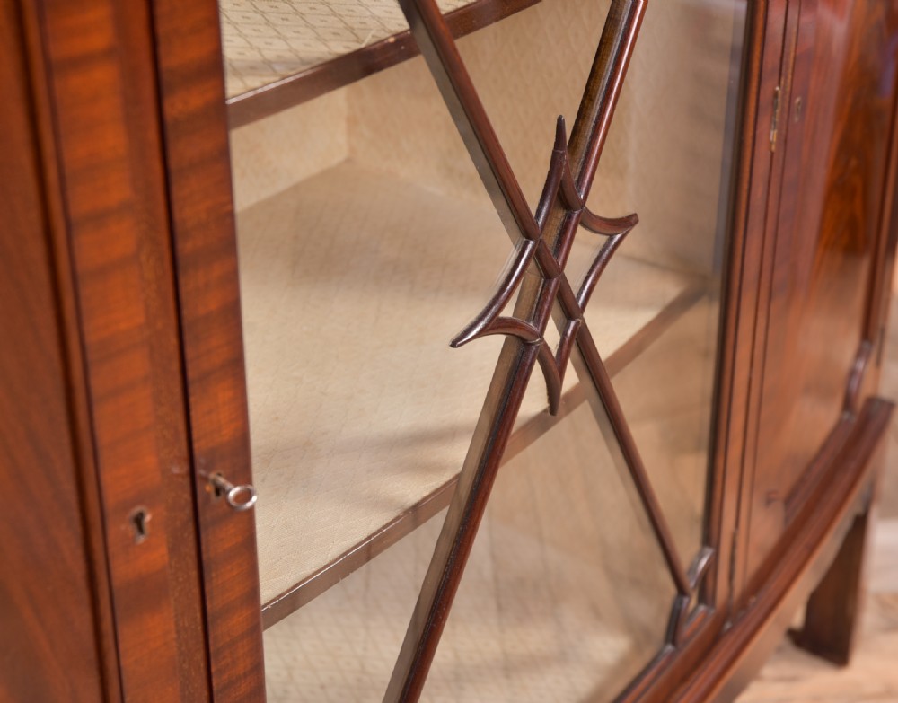 Quality Edwardian Mahogany bow fronted side cabinet View VII