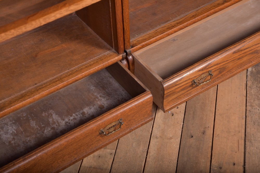 Set of 3 Oak Globe Wernicke sectional bookcases  View XI