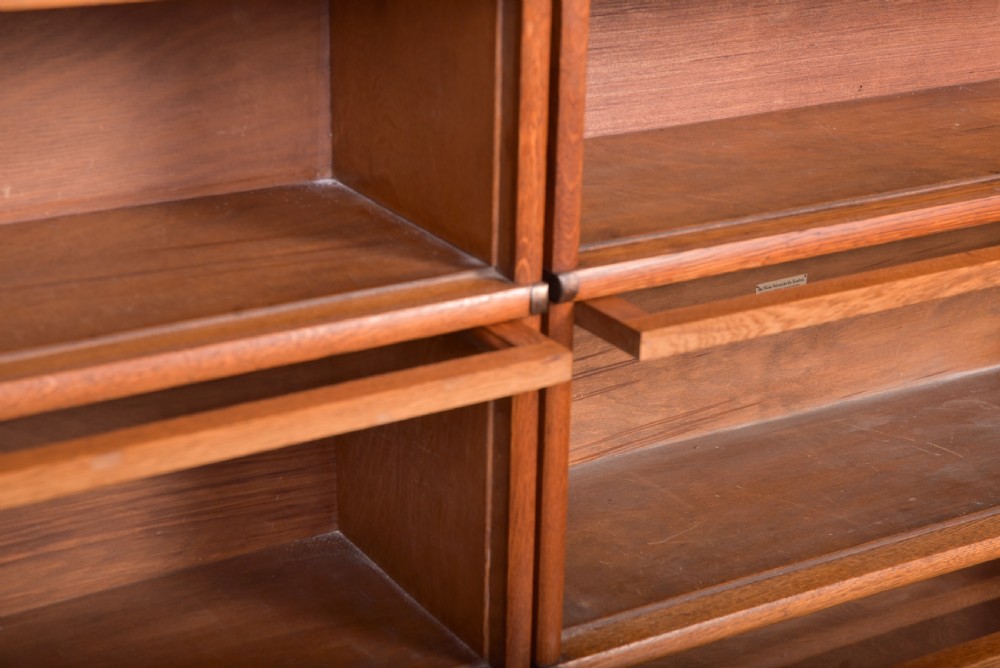 Set of 3 Oak Globe Wernicke sectional bookcases  View XII