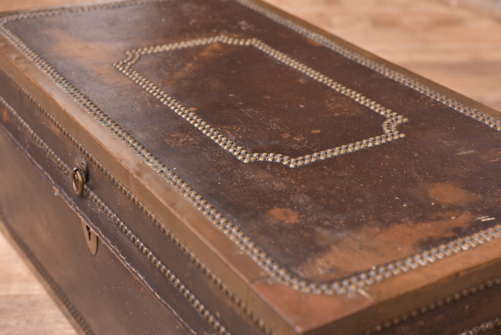 Quality Leather covered camphor campaign chest  View XI