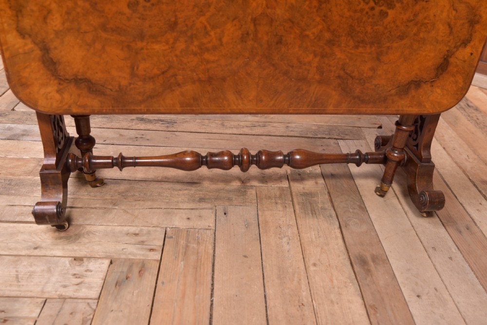Stunning Victorian Burr Walnut Drop Leaf Sutherland table  View V