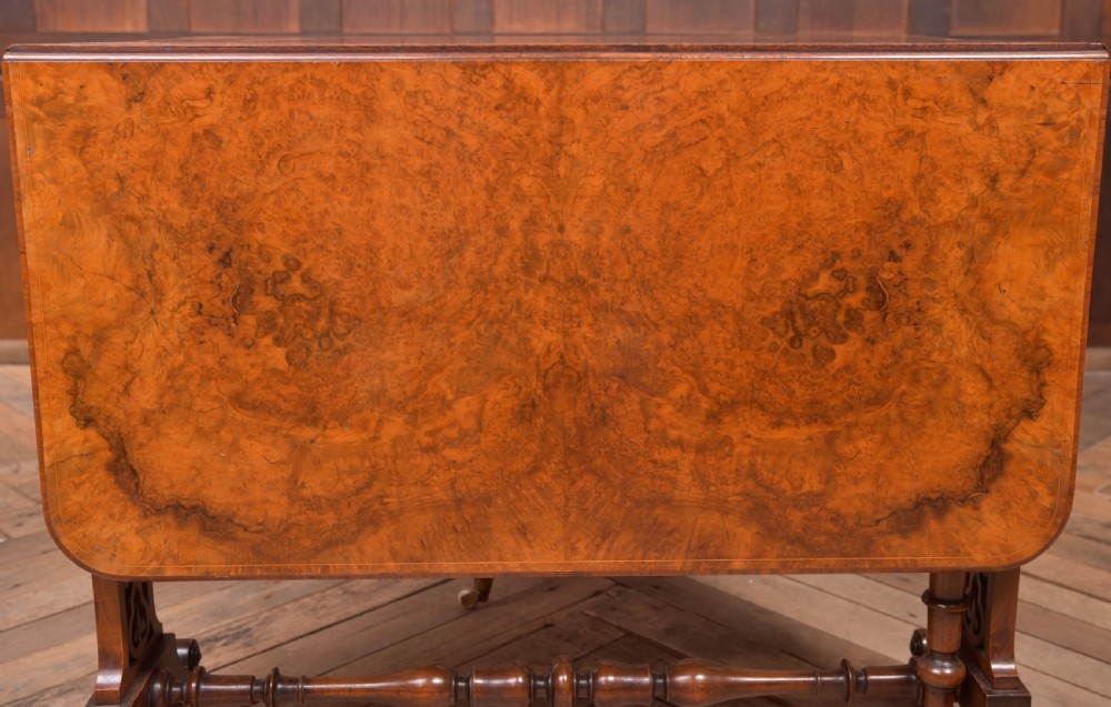 Stunning Victorian Burr Walnut Drop Leaf Sutherland table  View X