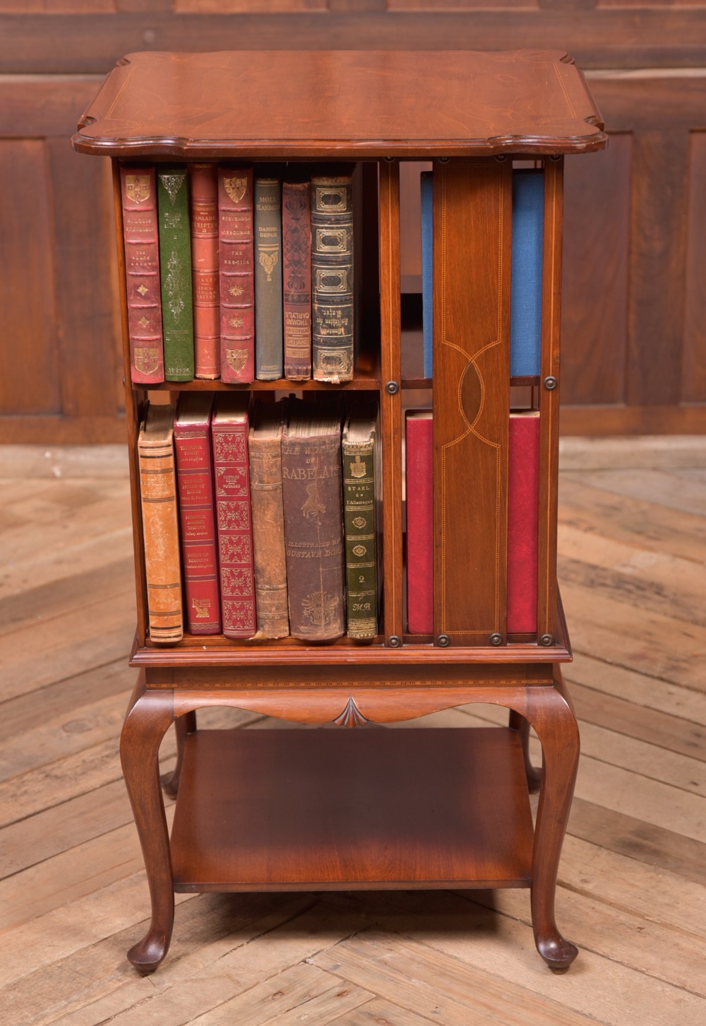 Neat Edwardian Inlaid Mahogany Revolving Bookcase  