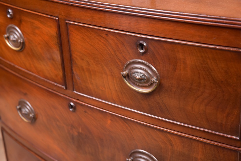 Neat 19th Century Mahogany Bow front chest of Drawers  View III