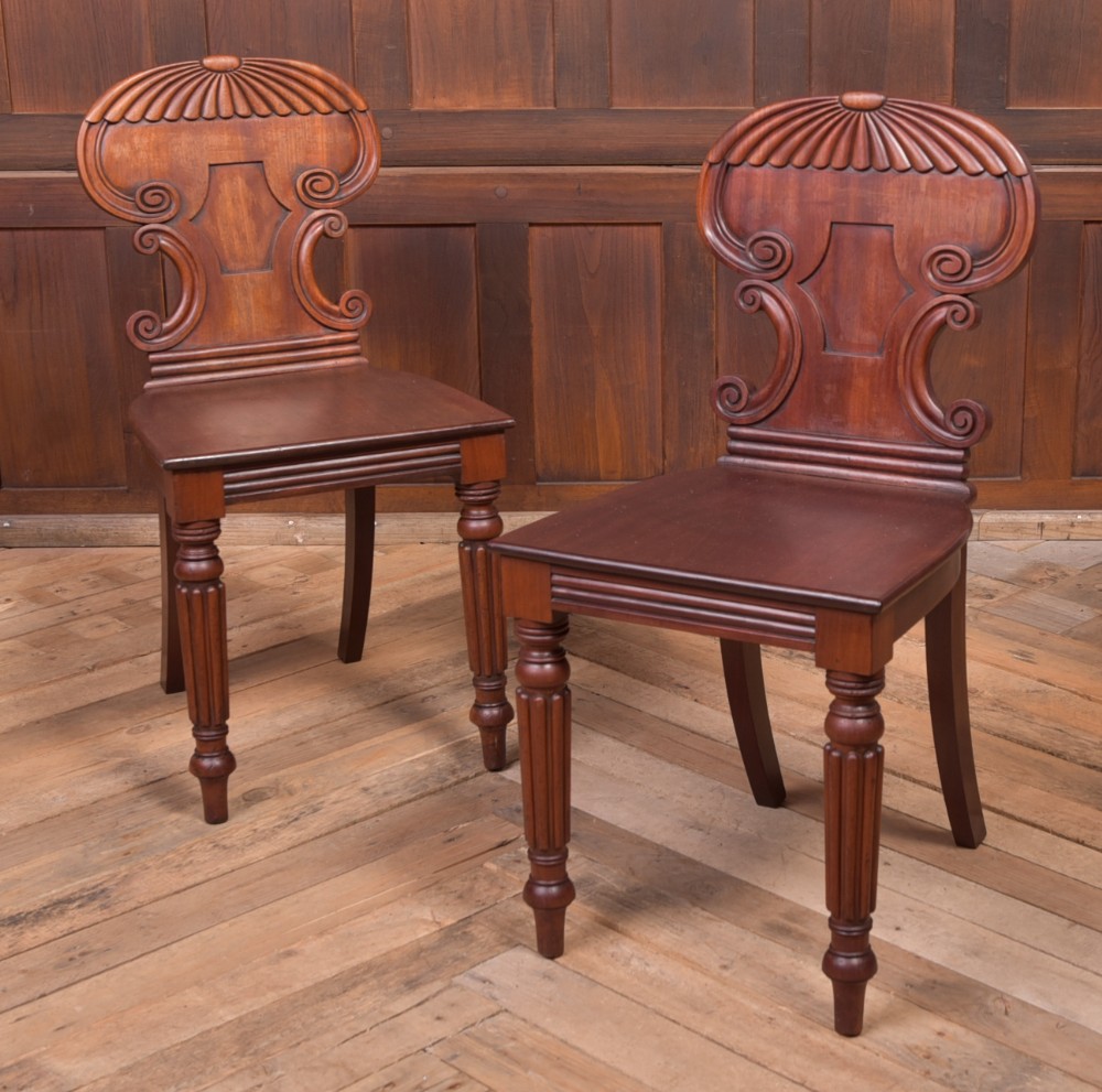 Fantastic pair or 19th Century Mahogany hall chairs 
