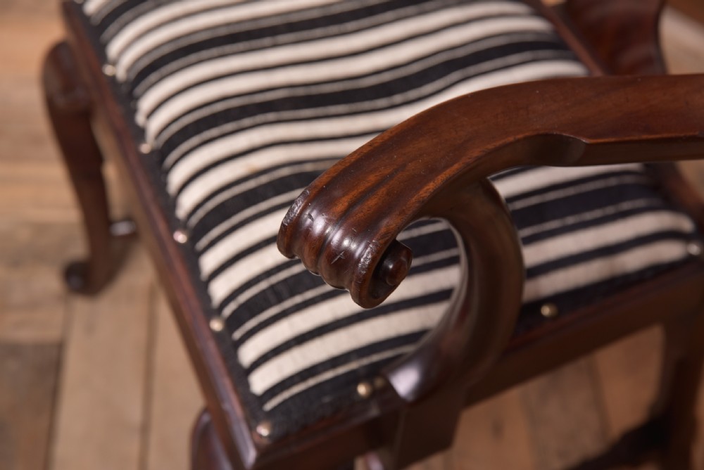 Pair Mahogany queen anne style library chairs  View VI