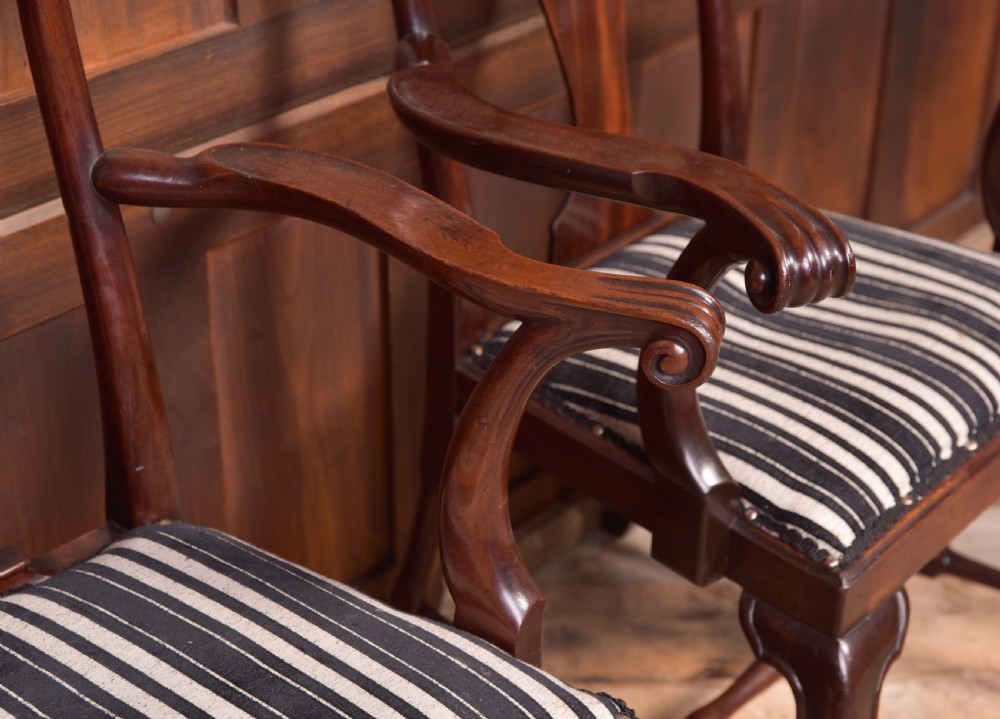 Pair Mahogany queen anne style library chairs  View XI