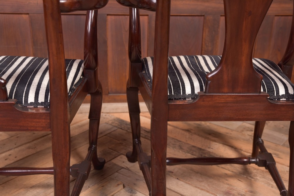 Pair Mahogany queen anne style library chairs  View XIII
