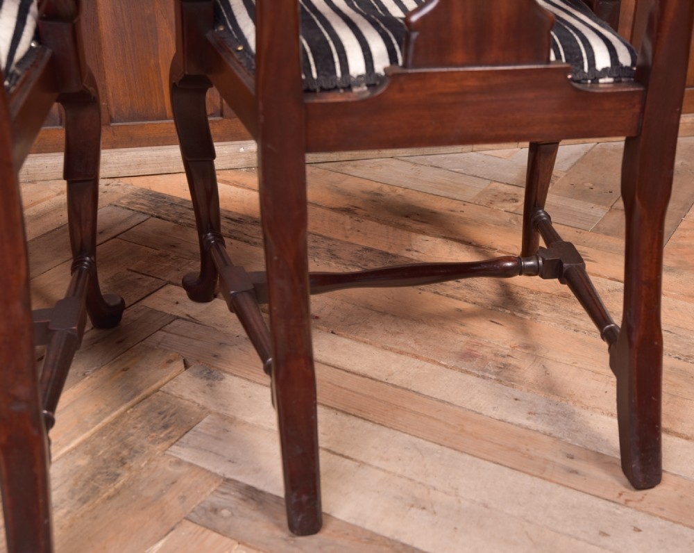 Pair Mahogany queen anne style library chairs  View XVII