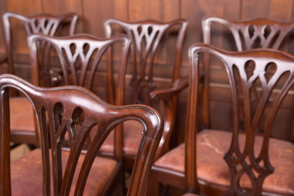 Set of 8 Mahogany Chippendale Style dining room chairs View XXII