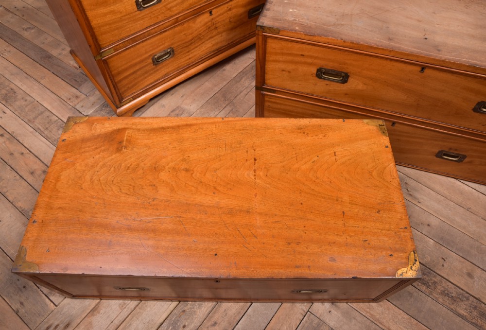 Fantastic 19th Century Camphor wood 3 part Campaign Chest  View V