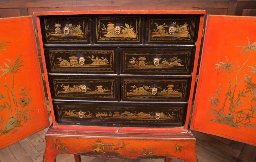 Superb Chinoiserie collectors cabinet on stand   View XIII