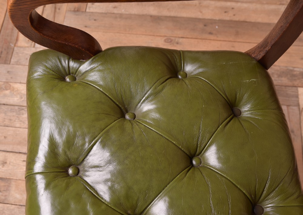 Victorian oak and leather Desk chair  View II