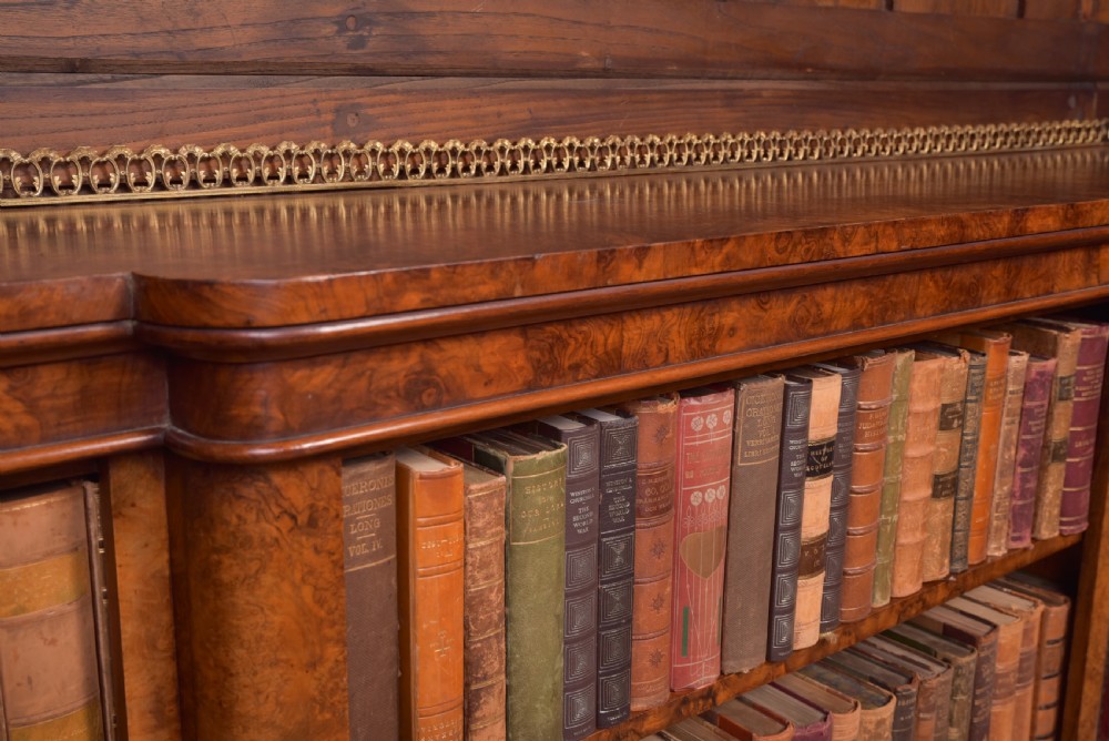 Victorian Burr Walnut Break fronted open Bookcase  View X