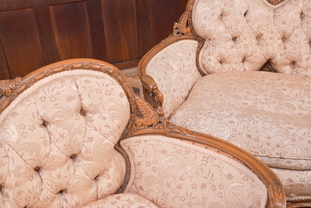 Pair of French  carved Walnut Arm Chairs  View XIV