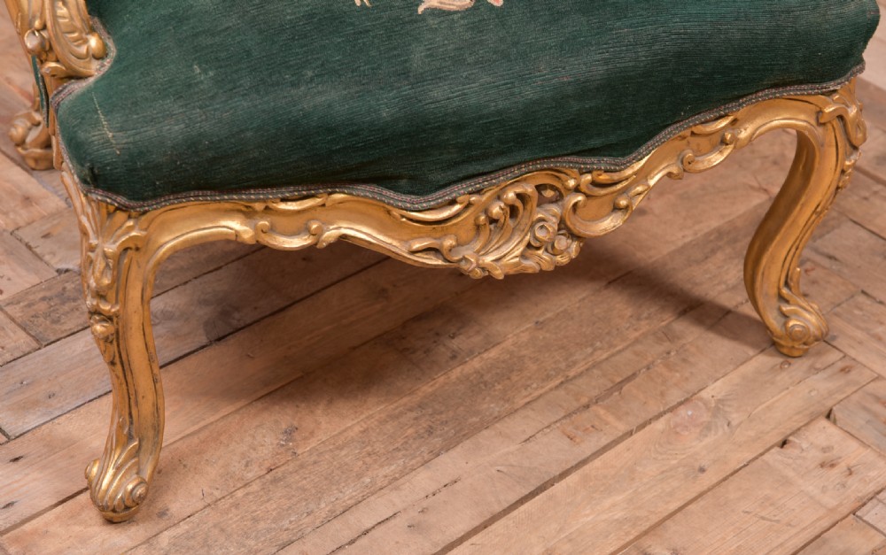 Pair of Victorian Gilt wood Arm Chairs  View VI