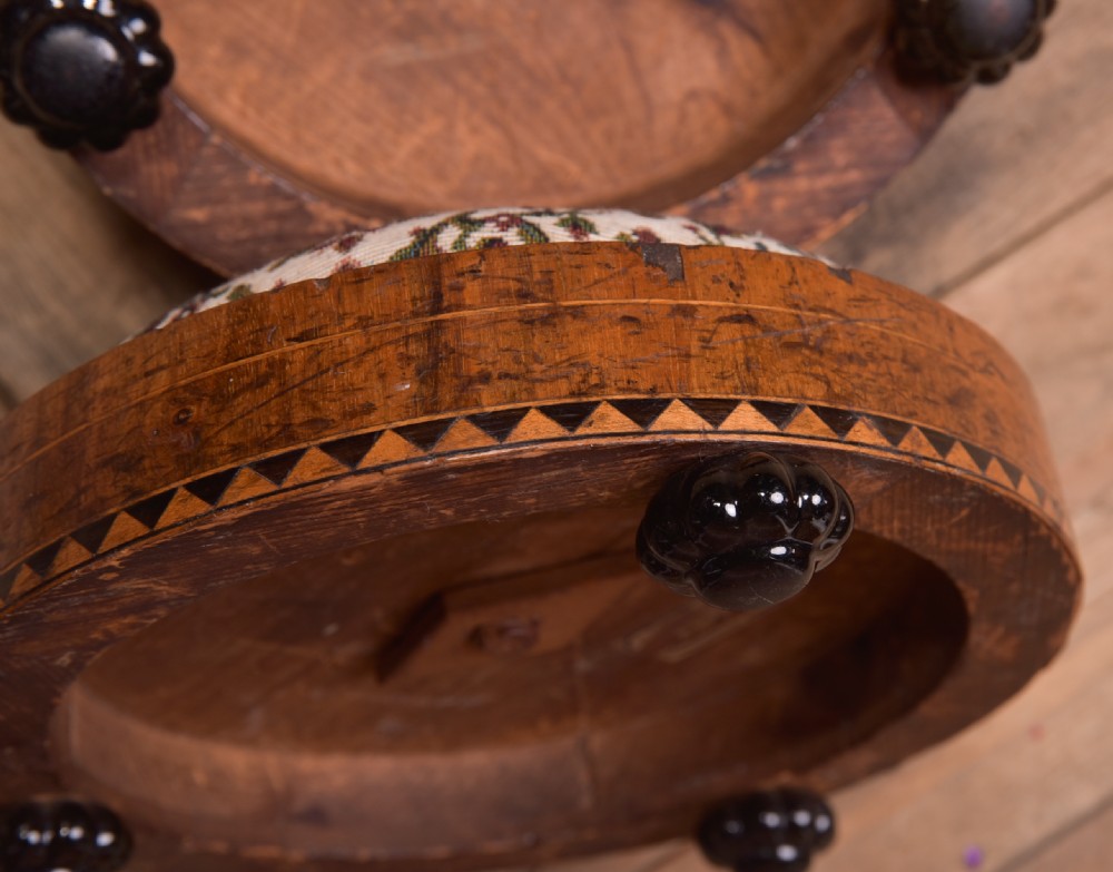 Pair of Victorian  inlaid walnut foot stools  View VIII
