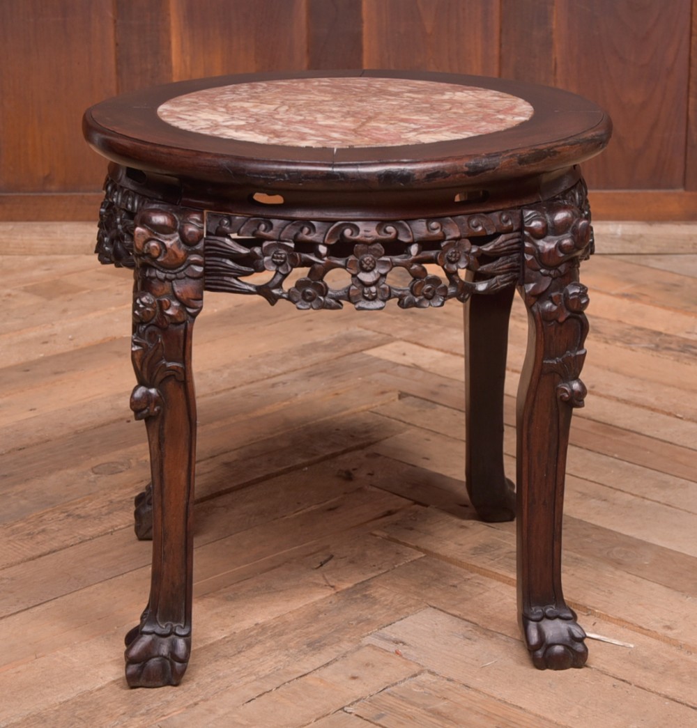 19th Century Chinese carved hardwood vase stand 